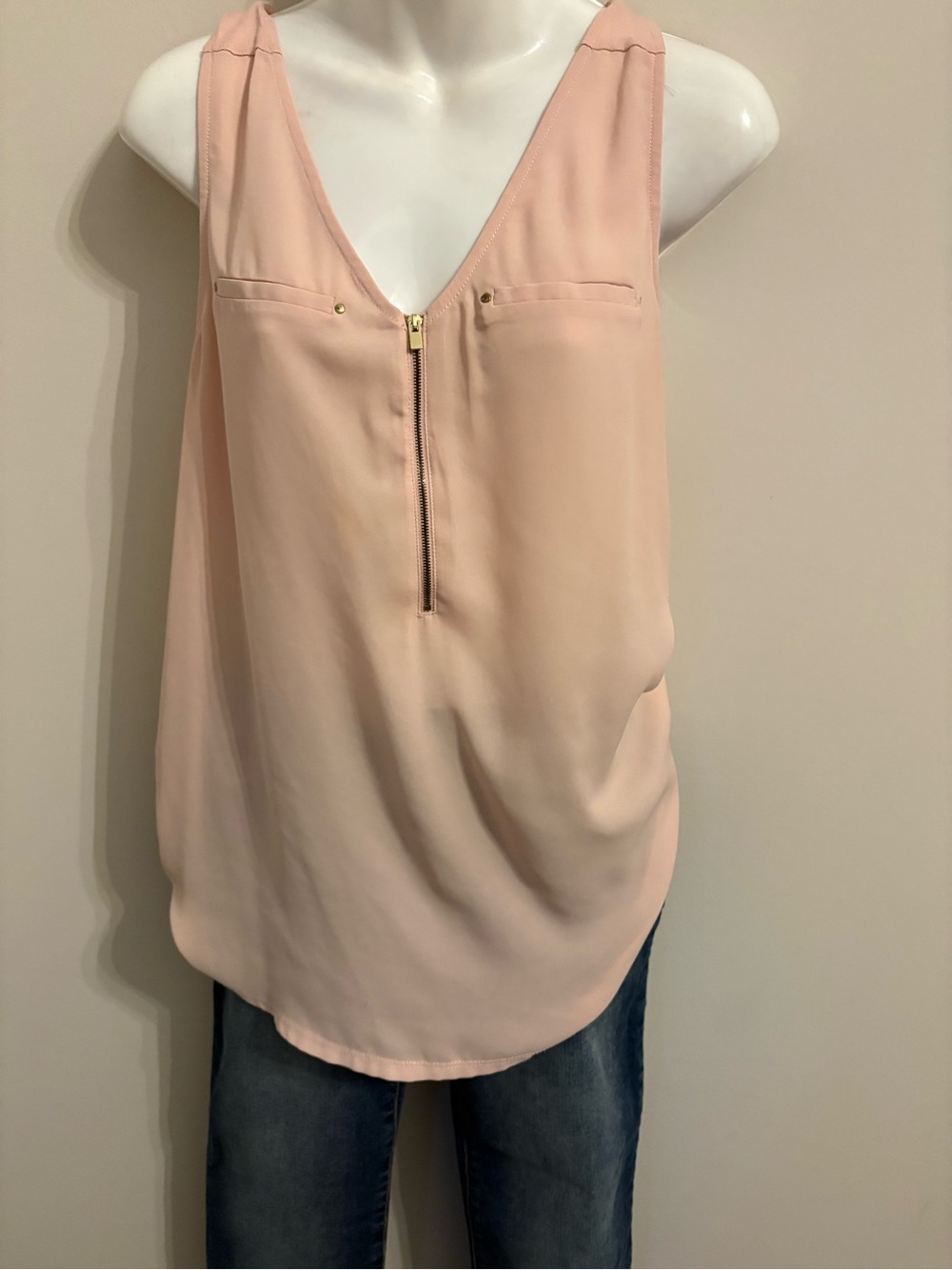 Express Blush Pink V-Neck Zip Front Camisole